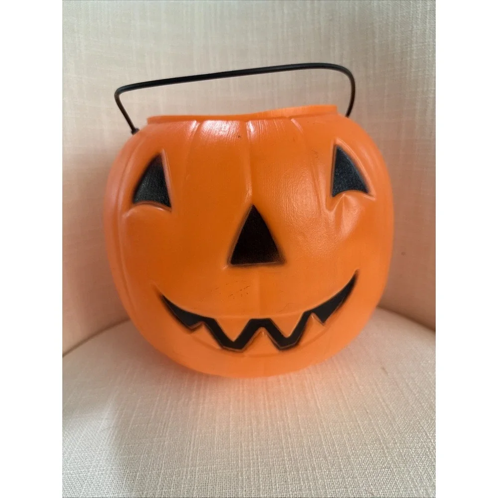 Pumpkin Bucket Halloween Blow Mold General Foam Plastics USA Jack‎ o Lantern VTG